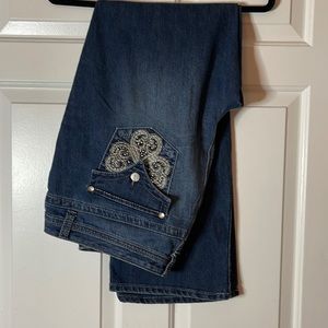 Nine West Embroidery & Bling Boot Cut Denim Jeans Size 16L